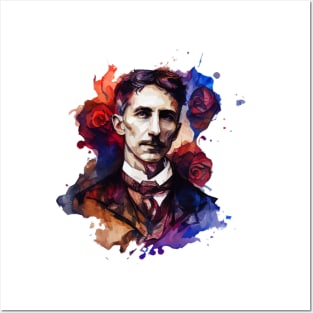 NIKOLA TESLA WATER COLOR PORTRAIT Posters and Art